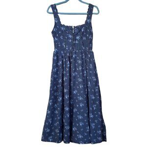 Floral Sleeveless Lace Bodice Corset Dress Pockets